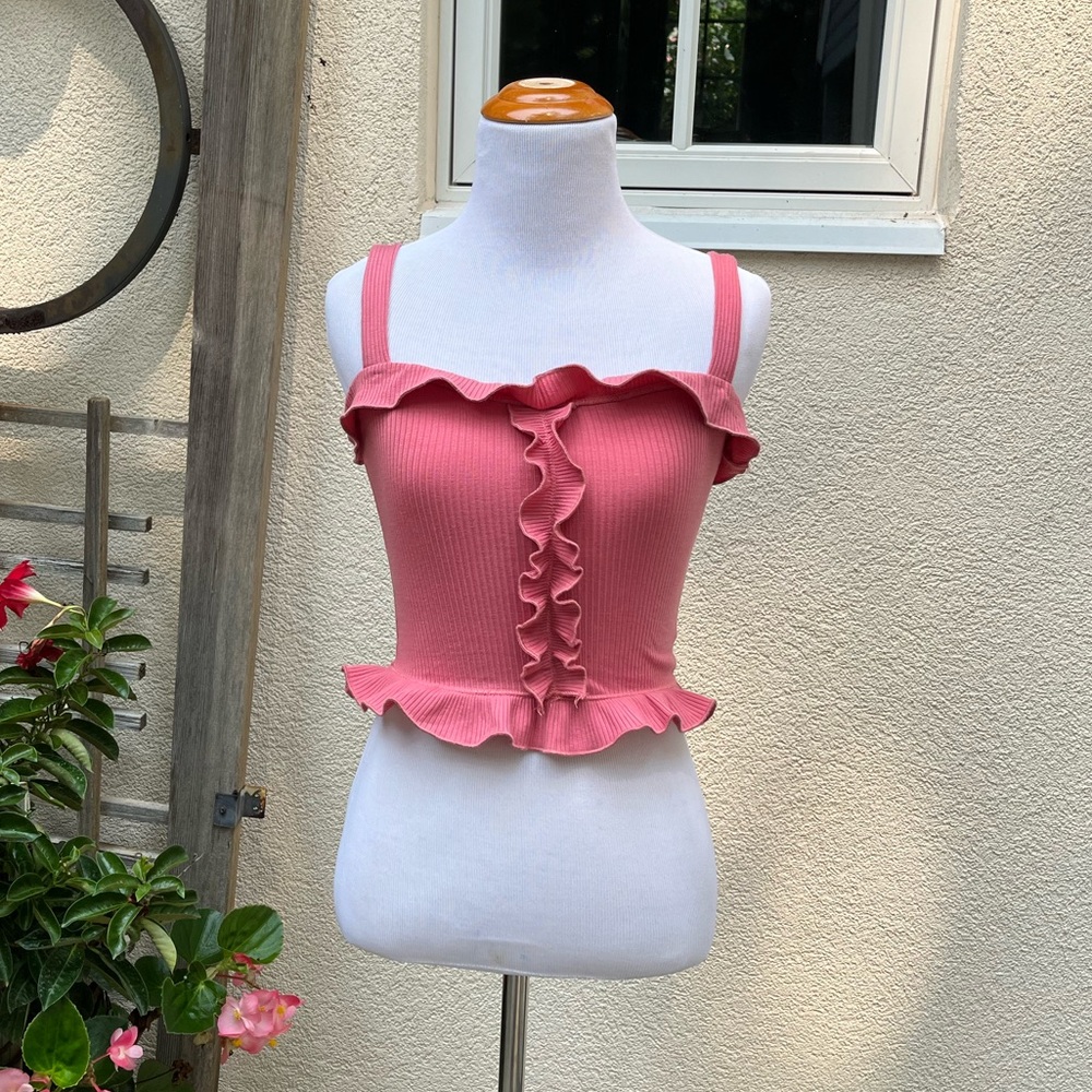 Reformation Jeans Ribbed Crop Tank in pink